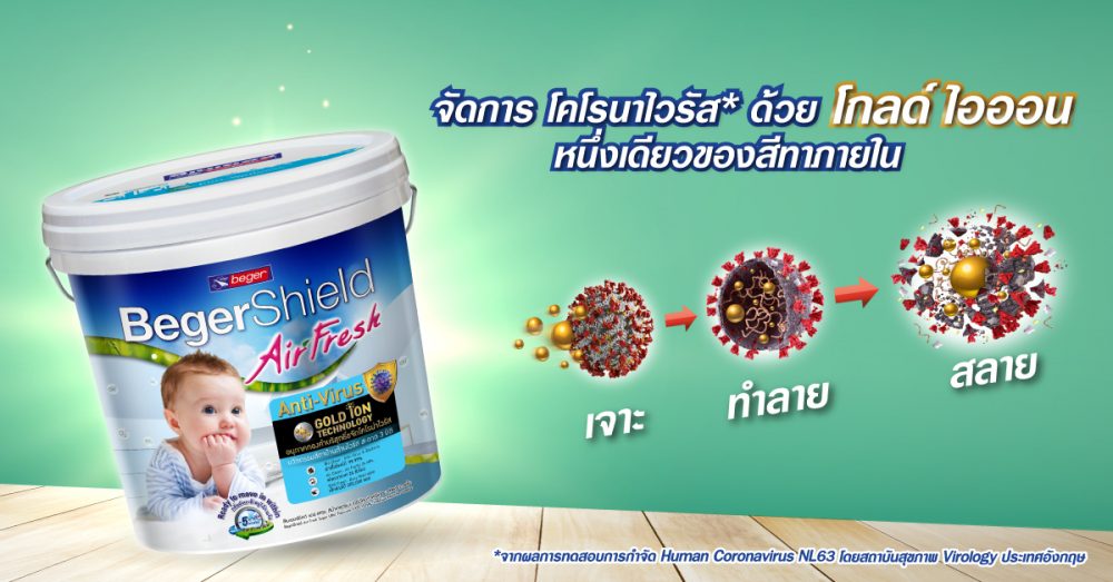 ฉีดวัคซีนให้บ้านปลอดภัย ด้วยสีฟอกอากาศ เบเยอร์ชิลด์ แอนตี้ ไวรัส โกลด์ ไอออน BegerShield